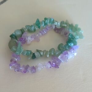 Green and Purple Stone Bracelet Set